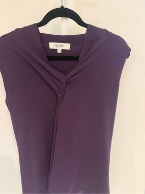 Jones Studio Deep Plum Twist-Neck Sleeveless Top